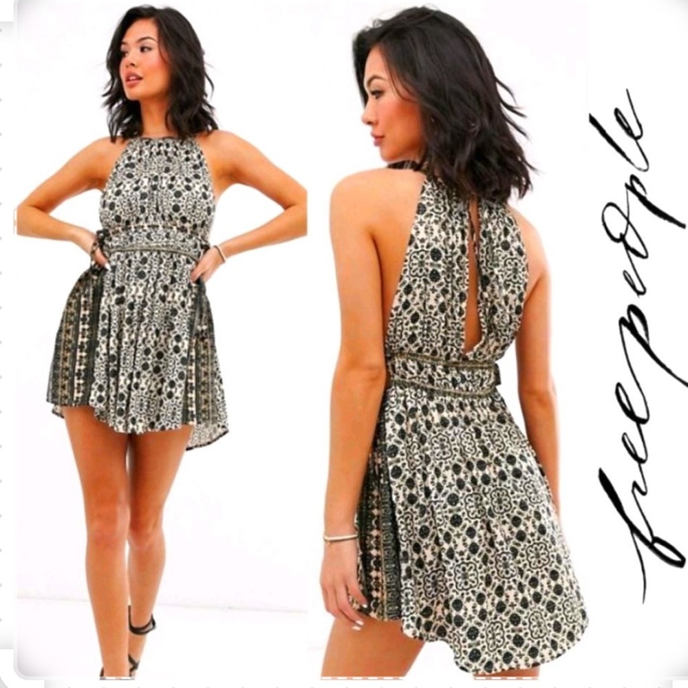 Free People Black and White Halter Dress